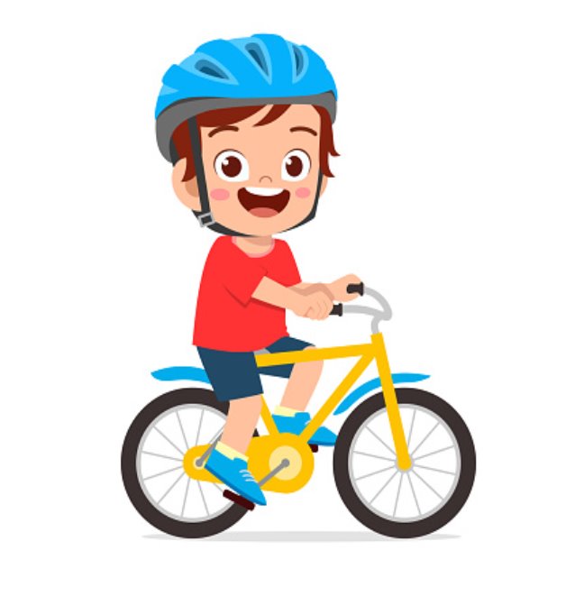 Happy Cute Kid Boy Riding Bike Smile Stock Illustration - Download Image  Now - iStock
